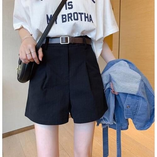 Shorts Women Shorts With Belt Womens 2021 Spring/Summer High Waist Loose A- Line Casual Shorts Ropa Mujer