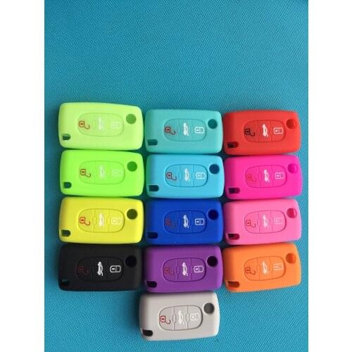 Pusakieyy 50pc/lot silicone cover case For Citroen C2 C3 C4 C5 C6 C8 Xsara Picasso 3 Button For Peugeot flip remote key no logo