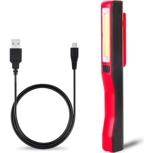 Magnetic Clip COB LED Camping Work Inspection Light Lamp Hand Torch Magnetic Built in Rechargeable Battery With USB Cable