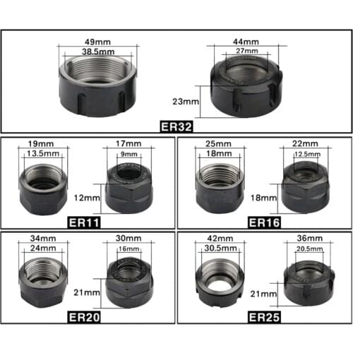 Precision Balanced Collet Nut ER11 ER16 ER20 ER25 ER32 Spring Collect Nut Clamping Milling Engraving Machine Tool