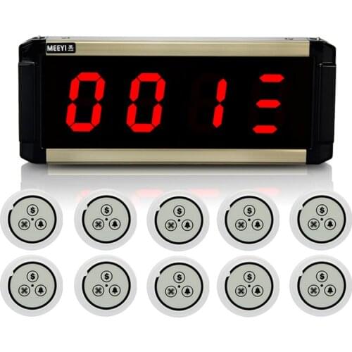 MEEYI/Y-48/Y-B13 Visitor waiter dining table waterproof watch paging system, 1 main display and 10 buttons (white)