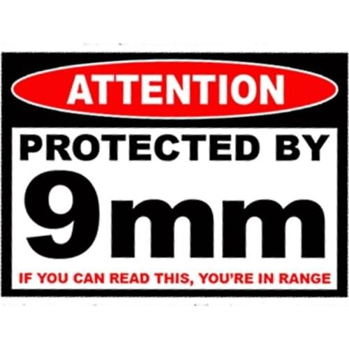 Protected 9 Mm Warning Sticker Pistol Gun Case Safe Ammo Box Car Sticker Accessories Waterproof Car Window PVC