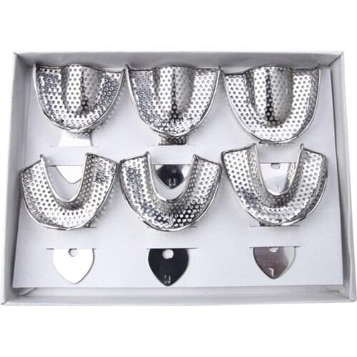 1 Set Dental Lab Equipment Upper Lower Stainless Steel Impression Trays Autoclavable Teeth Tray Teeth Holder Dentist Tools L M S