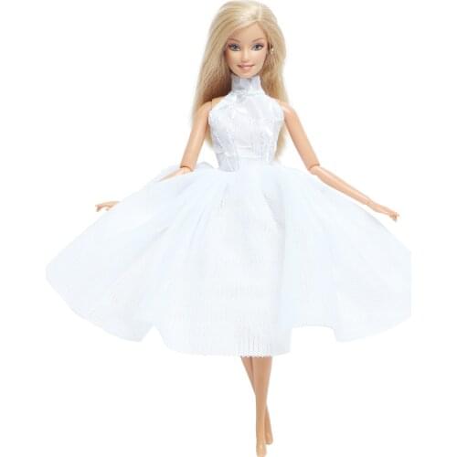BJDBUS 1 Pcs White Ballet Doll Dress Skirt Wedding Party Bride Wear Mini Gown Clothes for Barbie Doll Accessories Kids Gift Toy