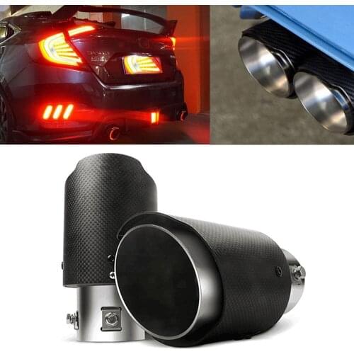 1xCar Exhaust Tail Throat Universal LED Stainless Steel carbon fiber muffler MT AT Spray Device Light Modulator silencer 35-60mm