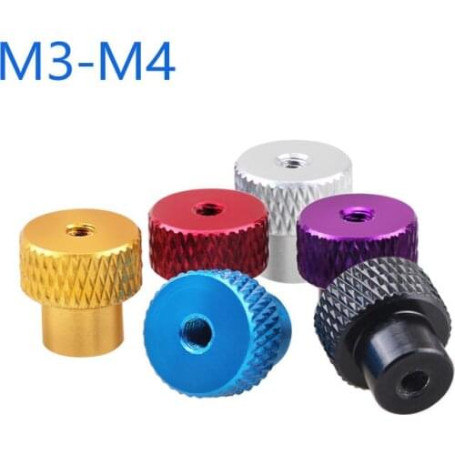 3PCS M3 M4 Knurled Thumb Screws Nuts Aluminum Alloy Through Hole Hand Nuts Multiple Color