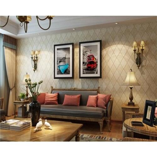 Beibehang Country Retro Diamond Plaid Pattern Nonwovens 3d Wallpaper Horizontal Bedroom TV Wall paper Background papel de parede