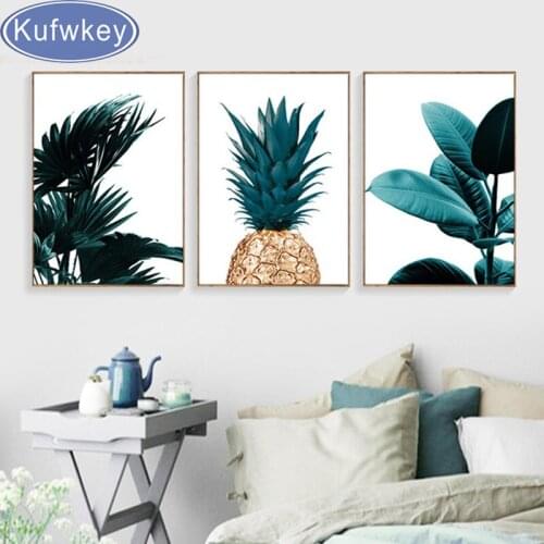 Pineapple Green Leaves 5d Diamond embroidery Cross Stitch full square diamond painting,3pcs,set,christmas decorations wall art