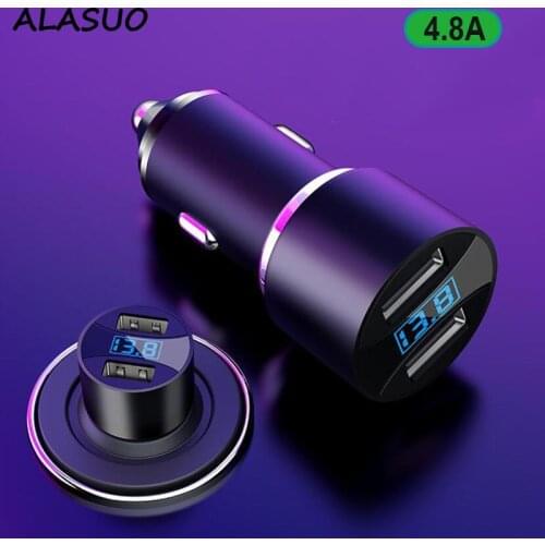 30W Mini Car charger Voltage digital display 4.8A current fast charger for iphone 12 car fan for ipad