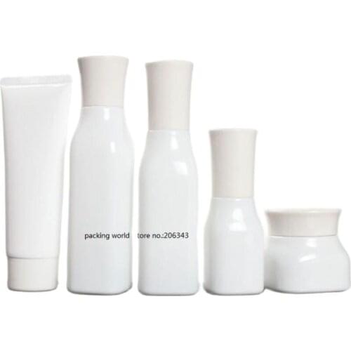 100ml square shape white glass bottle with screw lid lotion/emulsion/serum/foundation/toner/water skin care cosmetic packing