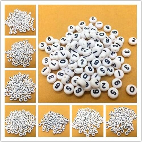 DIY Accessories 100pcs 4x 6mm Round Digital Beads Charms Bracelet Necklace For Jewelry Making