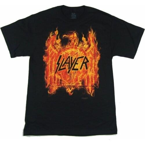 Slayer Flaming Eagle 2016 Tour Black T Shirt New Official Band Merch Short Sleeves Cotton Fashion T Shirt Free Shipping