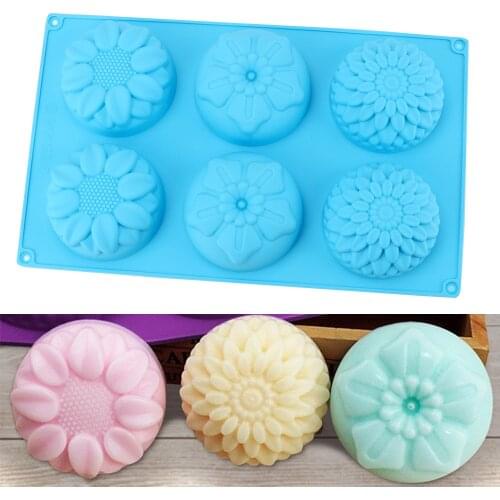 Flower Shape Cake Decors Silicone Soap Cake Mould Fondant Tools Soap Making Supplies Sunflower Handmade Soap Mold