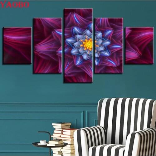 DIY 3D Diamond Embroidery Mandala Full Round Diamond Painting Cross Stitch Abstract flower 5pcs/set Needlework triptych painting