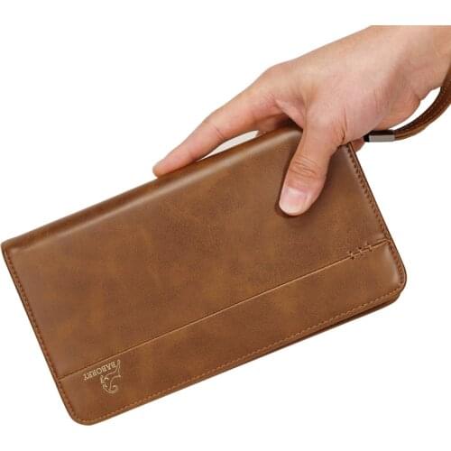 Mens PU Leather Wallet Large Capacity Multi Function Male Long Clutch Wallets Cell Phone Pack Coin Purse Card Holders 2021 New