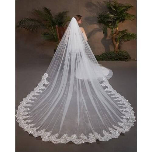 Bridal Veils One Layer White Ivory With Metal Comb 350*300cm Luxury Lace Long Tulle Wedding for Ladies Bride Marriage Accessorie