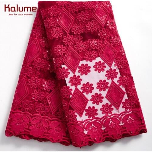 Kalume African Lace Fabric Diy French Tulle Lace Fabric Sequins High Quality Nigerian Net Laces Fabrics For Party Wedding H2378