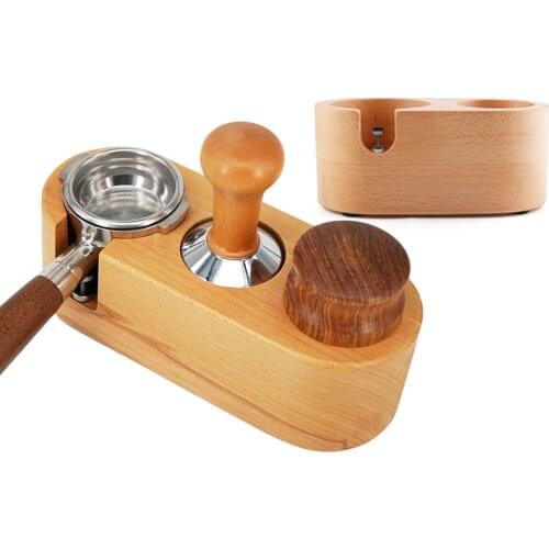 51/58MM Manual Wood Coffee Tamper Holder Mat Barista Coffee Espresso Tampering Latte Art Pen Tamper Holder Home Coffee Accessory