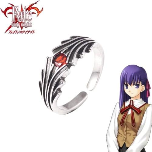 Anime Fate Stay Night Ring Heavens Feel Sakura Matou Red Crystal Adjustable Rings For Men Women Cosplay Jewelry Accessories