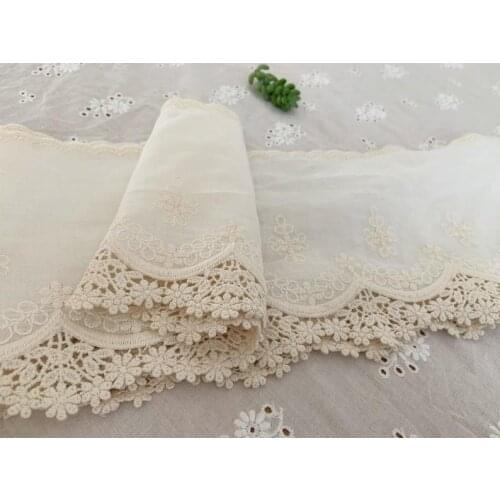 Cream Natural Cotton Lace Trim Embroidered Eyelet Lace Trim Cotton Lace Trim With Hollowed Out Floral Cotton Eyelet Lace