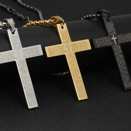 Hot Fashion Stainless Steel Pendant Christian Bible Prayer Cross Pendant Men Necklace Charming Gifts Jewelry 1 PC