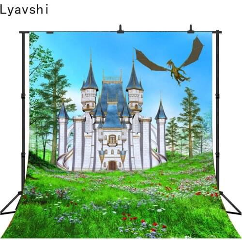 Lyavshi Fairy tale castle Garden Dragon Newborn birthday party Photography Backdrops Vinyl Baby Photo Background Studio Backdrop
