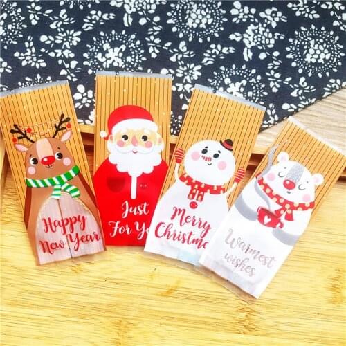 25pcs Christmas Gift Bag Drawstring Packaging Candy Cookie Nougat Packing Bags For Home New Year Xmas Santa Presents Decorations