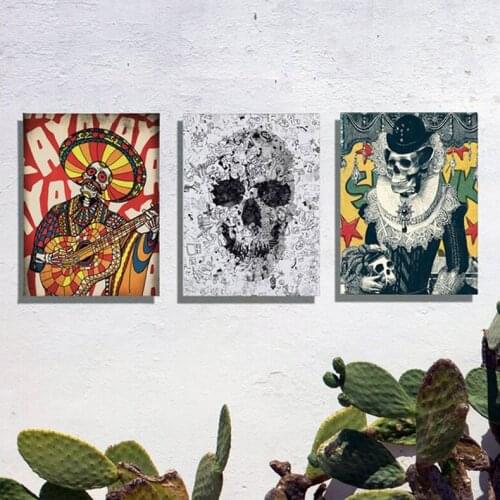 Diy Diamond Painting Cross Stitch Kit 3Piece Vintage Sugar Funny Skull Gothic 5D full Diamond Embroidery Mosaic home decorZP-357