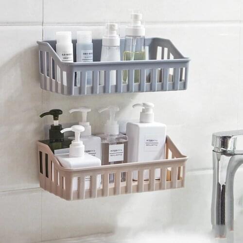 Wall Mounted Bathroom Storage Rack Plastic Bathroom Shelf Organizer for Shower Shampoo Holder Home Kitchen Rack Organizer