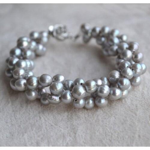 New Arrival Favorite Pearl Bracelet Gray Genuine Freshwater Pearl Jewelry Wedding Bridal Prom Bracelet Fine Jewelry Lady Gift