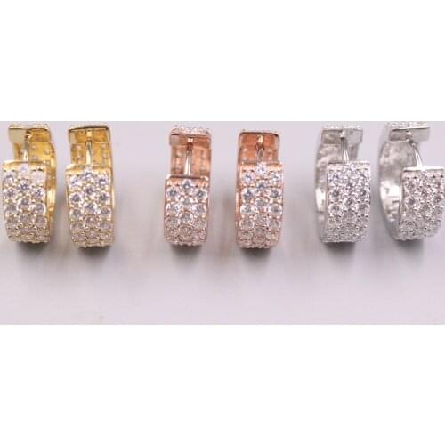 New S925 Sterling Silver Women Luck Mini Zircon Hoop Earrings 17x6mm / Best Gift / Yellow Rose White Blue Black