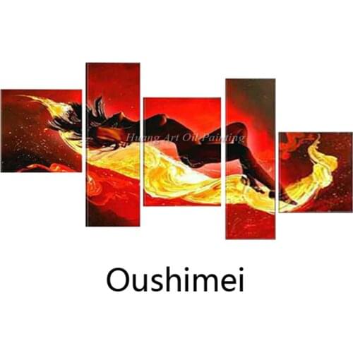 Wholesale Handmade Abstract Nude Women Oil Painting Group Of Red Fire Paintings on Canvas for Hotel Room Decor Paintings