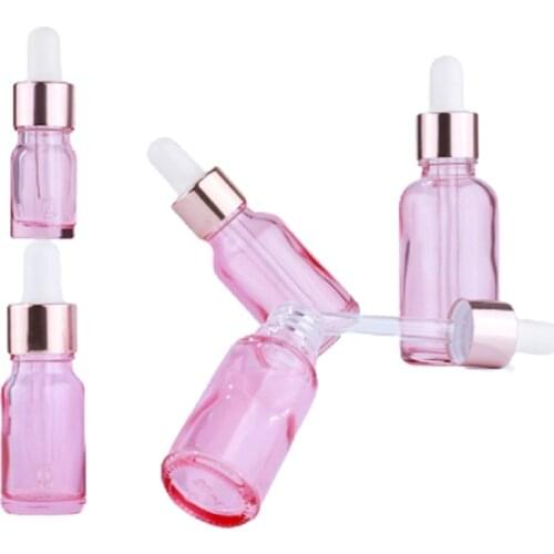 5~100ml Empty Glass Dropper Bottle Pink-Purple Color Aromatherapy Liquid Essential Oil Massage Serum Pipette Refillable Bottles