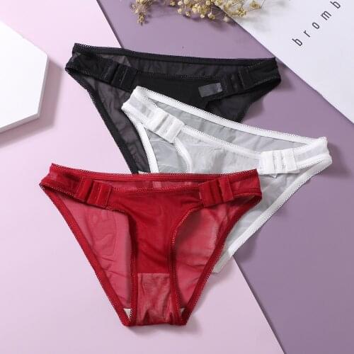 KISS WIFE Sexy Womens Underwear G-String Perspective Womens Thong Low-waist Underpants Hollow Out T-back Underwear Lingerie