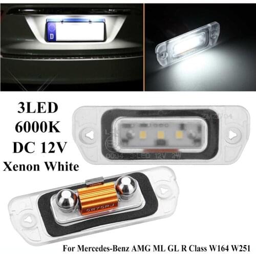 Discount! 2PCS 3-SMD 12V White LED License Plate Light Perfectly For Mercedes-Benz AMG ML GL R Class W164 W251 Wholesale CSV