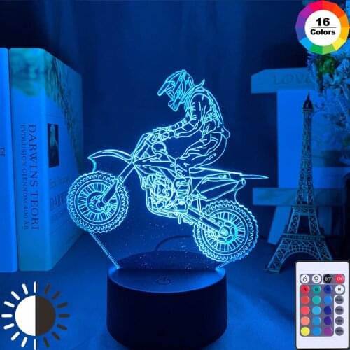 Riding Mountain Motorcycles 3D Touch illusion Lamp LED 7-color Night Light USB Decor Gift Table Lamps