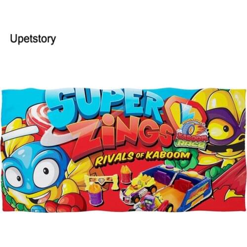 Upetstory Bath Towels Funny Game Super Zings Print Lightweight Kids Adults Face Hand Towel Soft Quick Dry Swimming Yoga Blankets