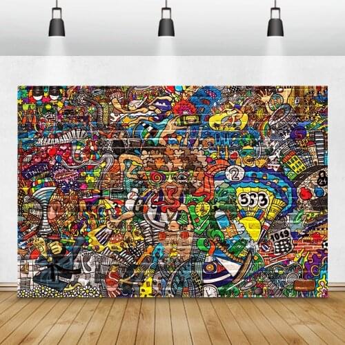 Laeacco Graffiti Brick Wall Grunge Portrait Photography Backdrops Photographic Backgrounds Vinyl Photophone Birthday Photocall