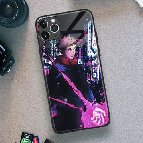 Yuji Itadori Jujutsu Kaisen Anime Soft TPU Glass Phone Case for IPhone SE 6s 7 8 Plus X Xr Xs 11 12 Mini Pro Max Samsung Redmi