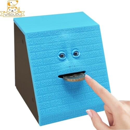 Funny Face Bank Novelty Toys Smart Piggy Boxes Eat Coin Container Cute Facial Figure Money Storage Boxes Moving Decoration Gifts