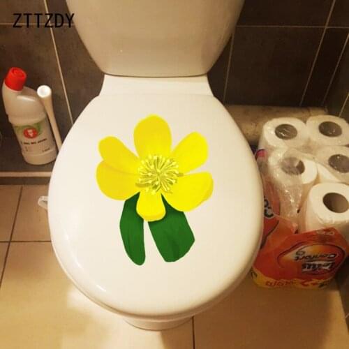ZTTZDY 17.9*23CM Sunny Fresh Yellow Flowers Bathroom Toilet Sticker Childern Rooms Wall Decal T2-0449