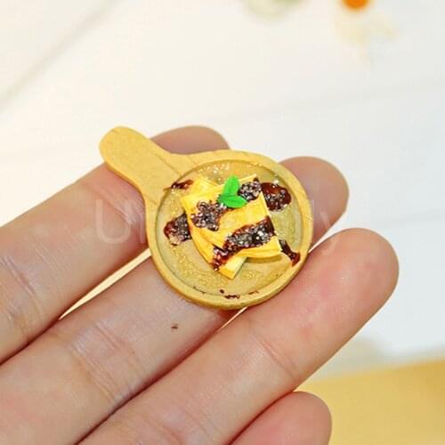 1 Set 1/12 Mini Waffle with Dish Dessert Miniature Dollhouse Fake Food for Doll Pullip OB11 Kids Play Kitchen Accessories Toy