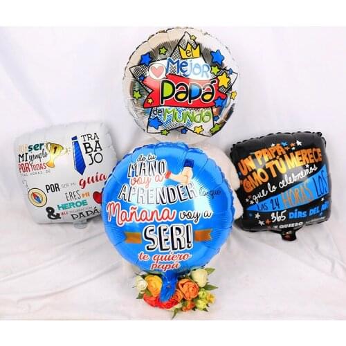 10pcs Printed Spanish Father 18inch Foil Balloons Fathers Day Heart Shape Love Globos Decor Mama Balloon Te Quiero Balloons