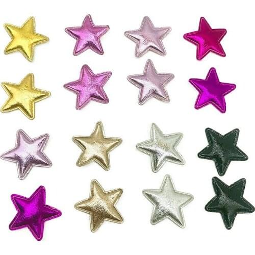 50Pcs 25mm Glitter Star Applique Padded Patches for Clothes Hat Crafts Sewing Supplies DIY Headwear Hair Clips Bow Decor