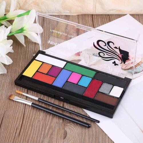 15 Colors Face Painting Body Makeup Non Toxic Safe Water Paint Brush Halloween