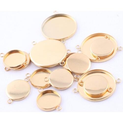 20pcs 12mm 20mm Cabochon Connector Base Settings Diy Bracelets Earring Bezel Blanks Stainleses Steel Gold Plated Diy