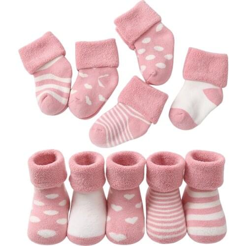 5 pairs baby cotton warm socks autumn winter terry for newborn toddler boys girls sock infant gifts cheap stuff