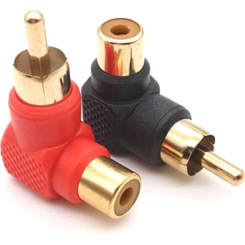 90 Black Red Degree RCA Right Angle Male To Female Plug Adapters Audio Adapter Connector 10PCS