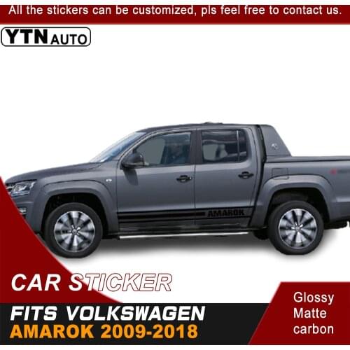 Free Shipping 2 Pieces Car Sticker Custom For VW Amarok 2009-2018 Black Side Door Stripe Decals Graphic Vinyl Car Accessories