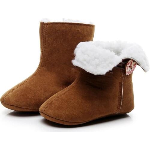 Winter Soft Leather Warm Long Plush Baby Snow Boots For Boy Girl Fashion Winter Baby Shoes Non-slip Toddler Boys Girls Booties